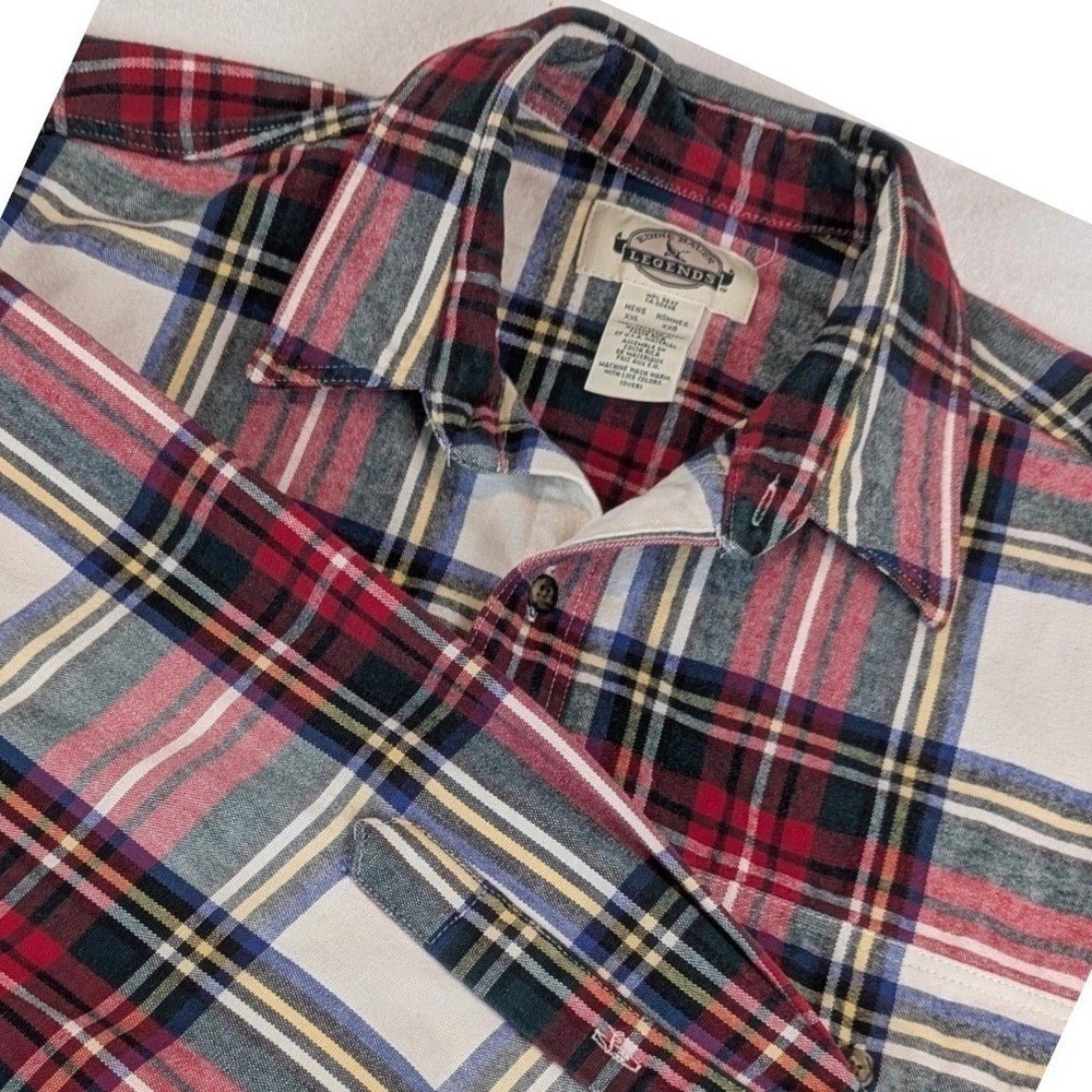 Eddie Bauer Legends Mens 2X Red Plaid Flannel Shirt Gorpcore Outdoor Cabin